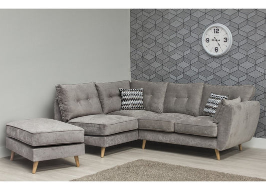 Marlo Grey RHF Corner Sofa by SofaHouse Footstool