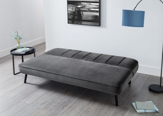 Miro Curved Back Sofabed in Grey Velvet by Julian Bowen