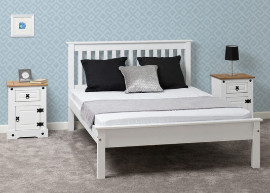 white wooden bed