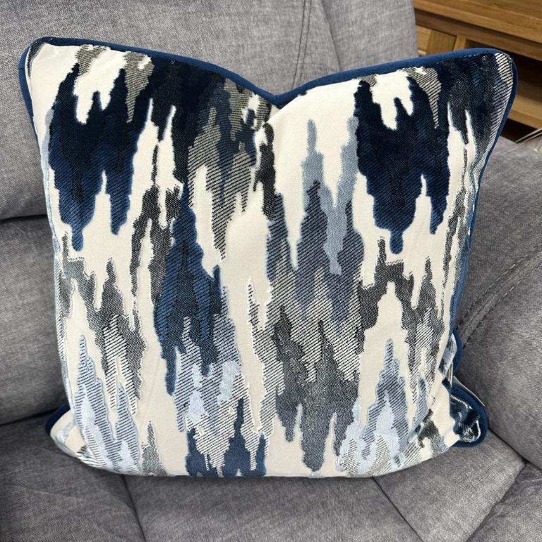 Navy and Grey Abstract Cushion Ashgrove Furnishings