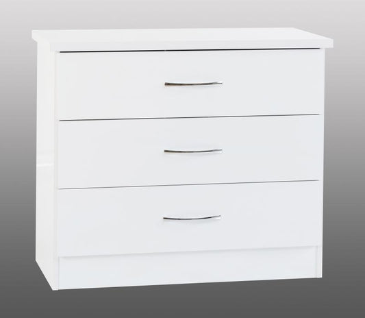 Nevada White Gloss 3-Drawer Chest by Wholesale Beds & Furniture
