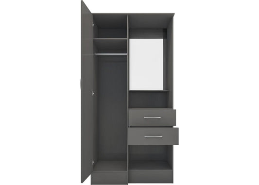 Nevada 3D Effect Grey Vanity Wardrobe by Wholesale Beds Open