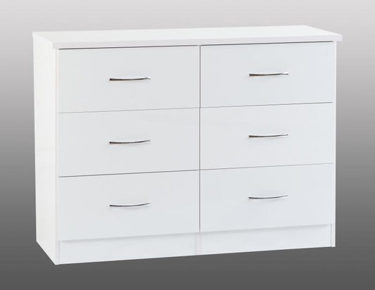 Nevada White Gloss 6-Drawer Chest by Wholesale Beds & Furniture