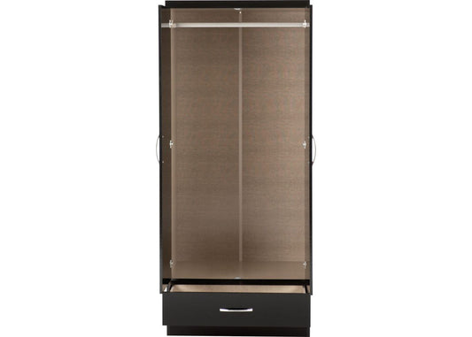 Nevada Black Gloss 2-Door Mirrored Wardrobe by Wholesale Beds Open