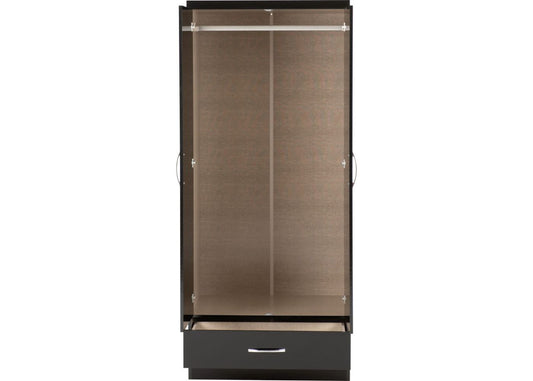 Nevada Black Gloss 2-Door Wardrobe by Wholesale Beds Open