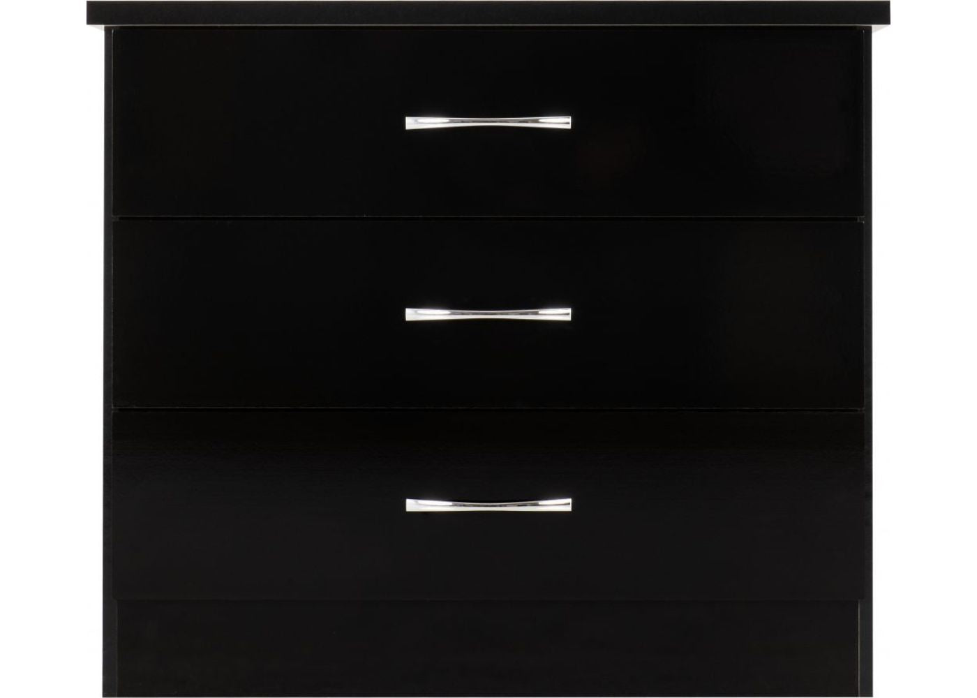 Nevada Black Gloss 3-Drawer Chest by Wholesale Beds Front