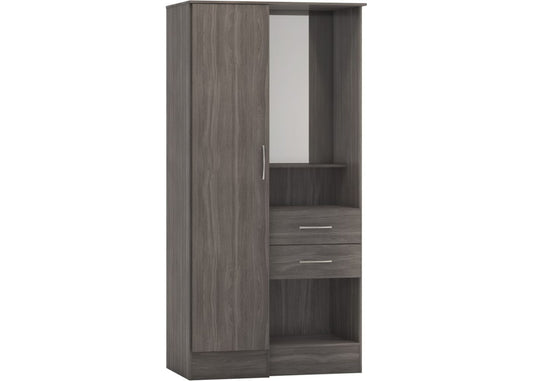 Nevada Black Wood Grain Vanity Wardrobe by Wholesale Beds Angle