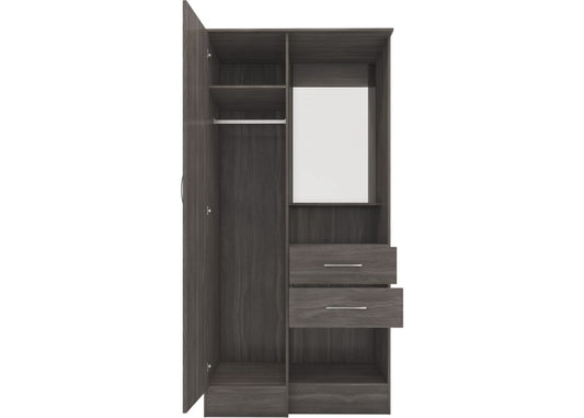 Nevada Black Wood Grain Vanity Wardrobe by Wholesale Beds Open