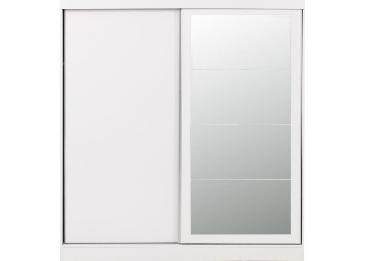 Double Slide Robe Nevada White Gloss 2-Door Sliding Wardrobe by Wholesale Beds