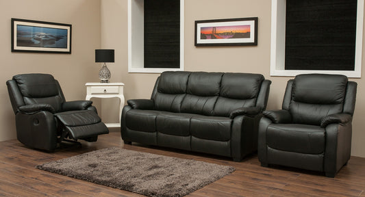 Parker Black Half Leather Sofa Range by SofaHouse