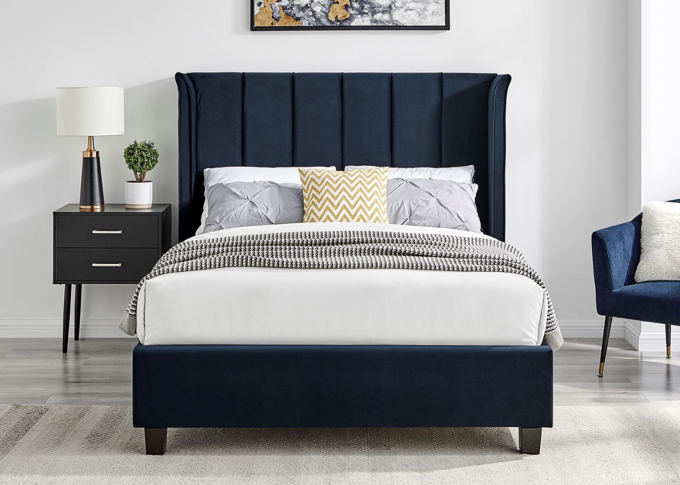 Polaris Navy Blue Bedframe Range by Limelight Room