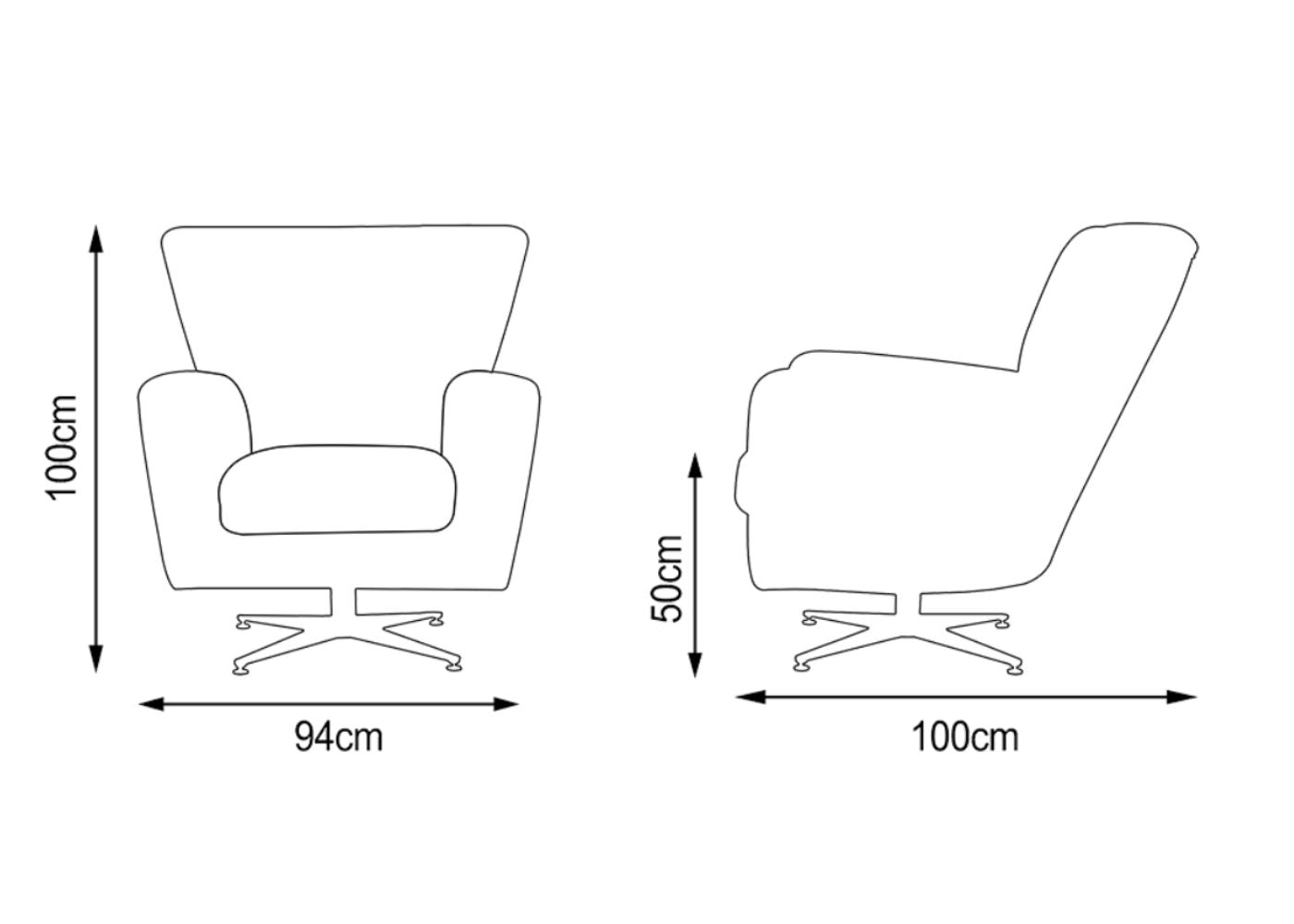 Poppy Grey Swivel Chair by Sofahouse Dimensions