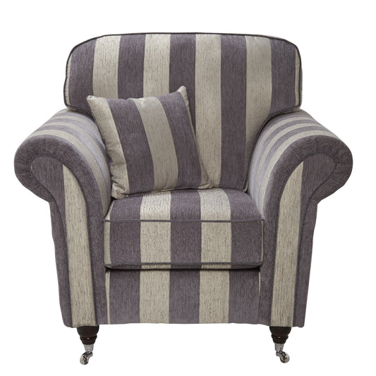 Sandringham Trivero Stripe Grey Armchair by Red Rose