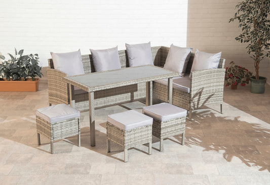 Outdoor rattan patio furniture set with table