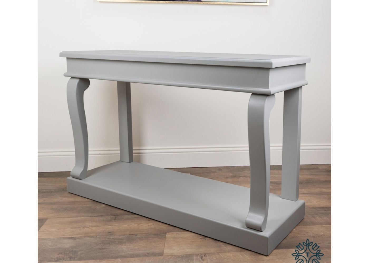 Scroll Console Table in Warm Grey by Tara Lane Room