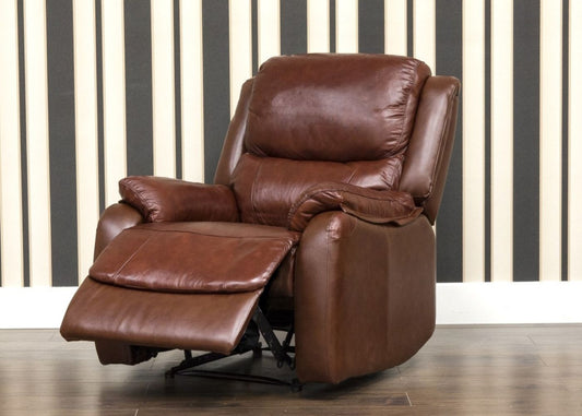 Parker Tabac Leather 1-Seater Recliner Sofa by SofaHouse