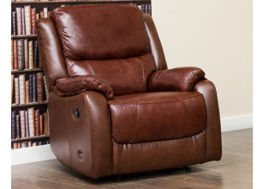 Parker Tabac Leather 1-Seater Recliner Sofa by SofaHouse