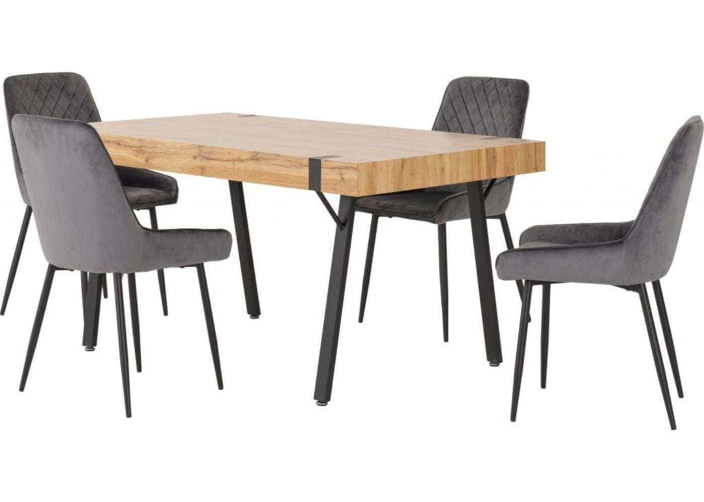 Treviso Dining Set with 4 Grey Avery Chairs by Wholesale Beds