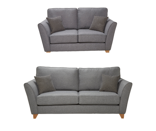 Eclipse Tweed Grey/ Trellis Charcoal 3+2 Seater Sofa Set by Red Rose