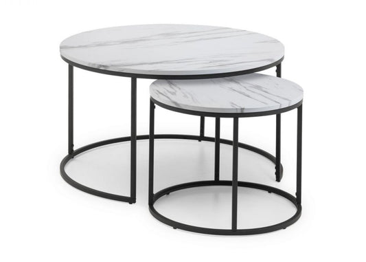 Bellini Round Nesting Coffee Table in White Marble by Julian Bowen