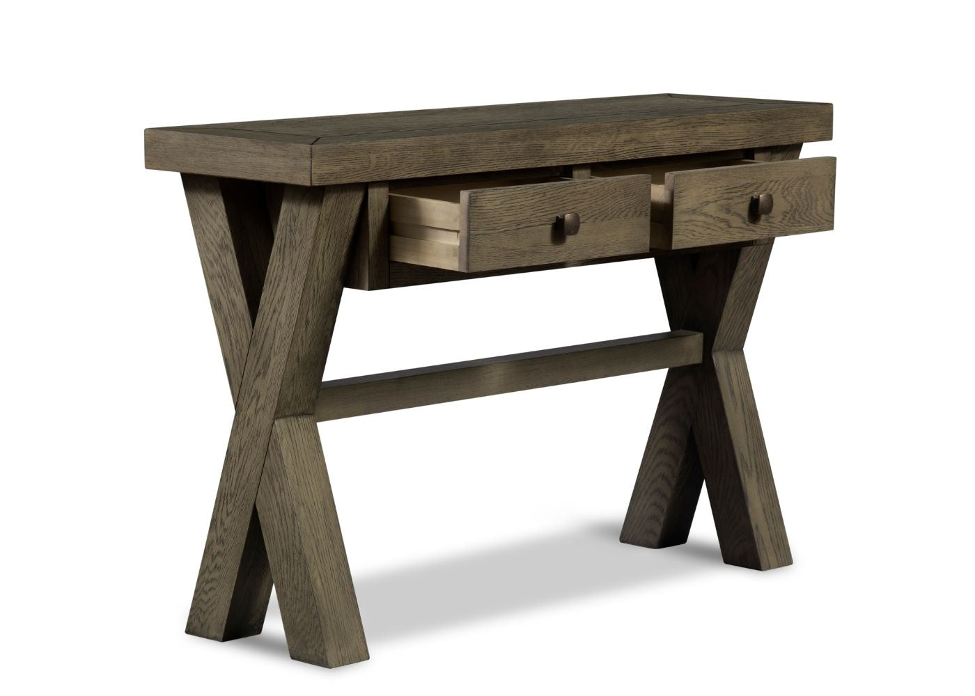 X Range Dark Oak Console Table by Honey B Angle