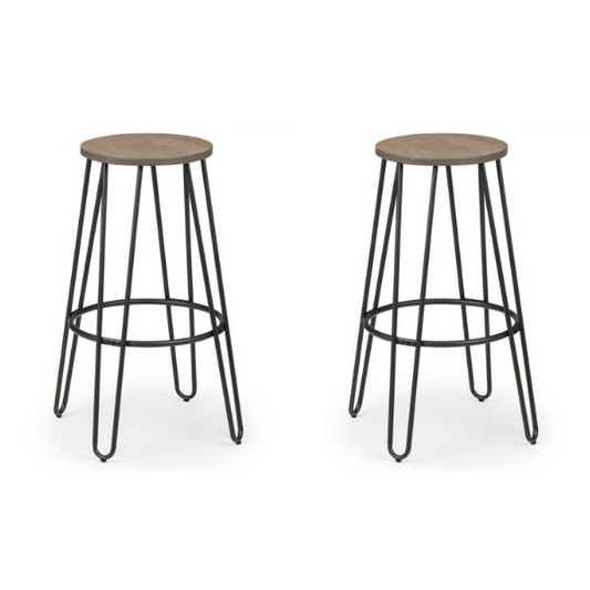 Pair of Dalston Round Bar Stools by Julian Bowen