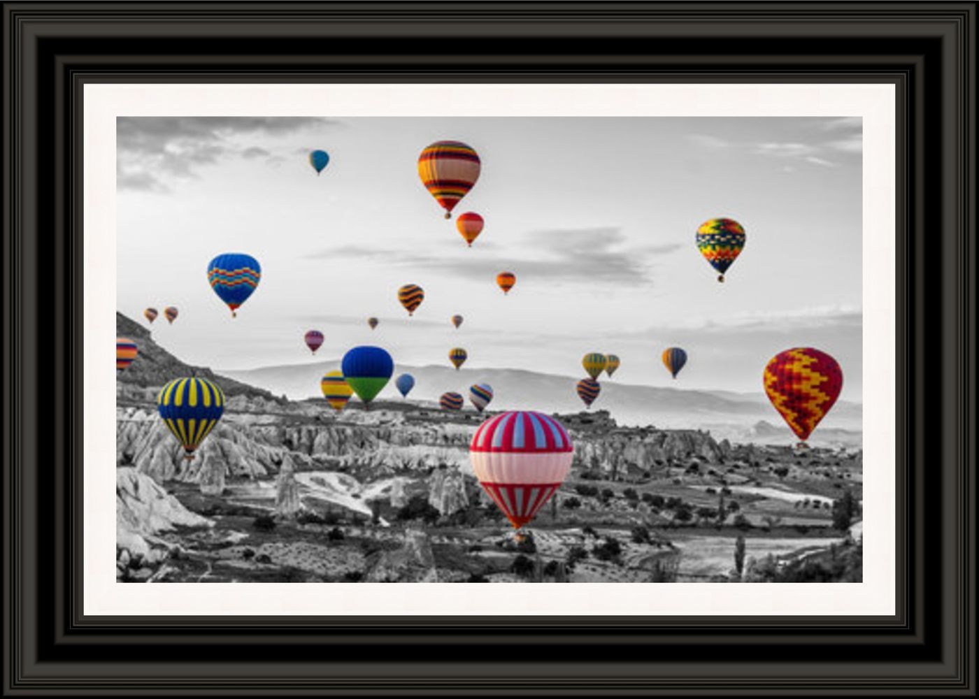 Balloon Festival Black and White Framed Picture by Artsource | Ashgrove  Furnishings