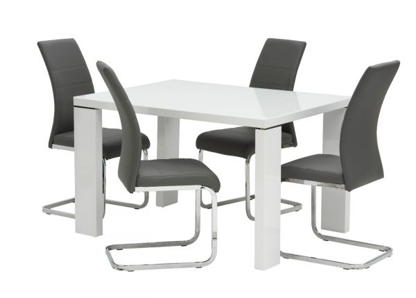 Sora 1.5m White Gloss/Glass Top Table & 6 Chairs